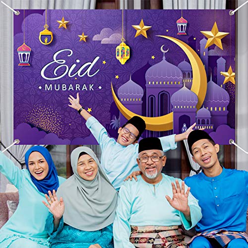 Eid Mubarak Decorations Eid Banner Ramadan Backdrop Background for Eid Al-fitr Party Decorations Supplies