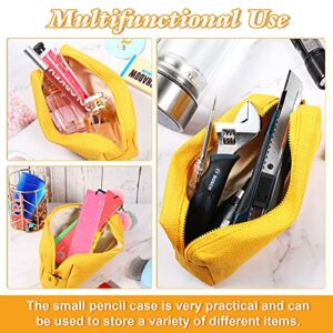 3 Pieces Linen Pencil Cases Stationery Pouch Bags Student Coin Purses Cosmetic Bags Stationery Storage Bags Office Storage Organizers for School Student, Gray, Yellow, Pink, 7.8 x 3.15 x 1.97 Inch