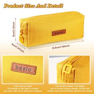 3 Pieces Linen Pencil Cases Stationery Pouch Bags Student Coin Purses Cosmetic Bags Stationery Storage Bags Office Storage Organizers for School Student, Gray, Yellow, Pink, 7.8 x 3.15 x 1.97 Inch