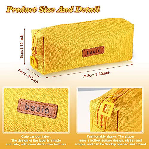 3 Pieces Linen Pencil Cases Stationery Pouch Bags Student Coin Purses Cosmetic Bags Stationery Storage Bags Office Storage Organizers for School Student, Gray, Yellow, Pink, 7.8 x 3.15 x 1.97 Inch