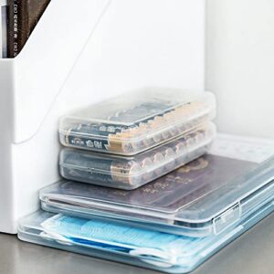 2pcs Clear Plastic Rectangle Storage Containers Box with Hinged Lid Best for Card,Accessories,Crafts,Coins,Learning Supplies,Screws,Drills,Battery