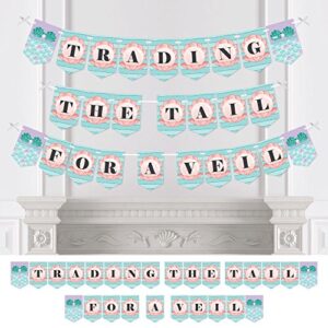 big dot of happiness trading the tail for a veil – mermaid bachelorette party or bridal shower bunting banner – bachelorette party decorations