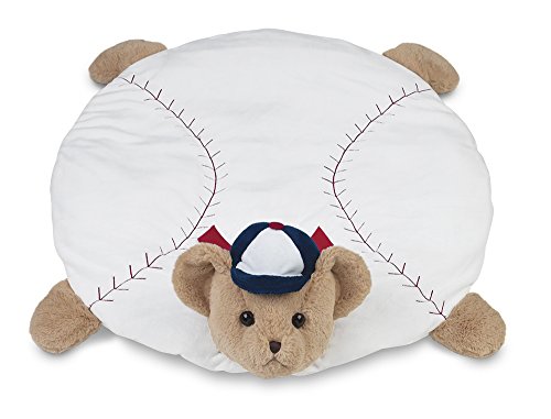 Bearington Baby Lil' Slugger Belly Blanket, Baseball Teddy Plush Stuffed Animal Tummy Time Play Mat