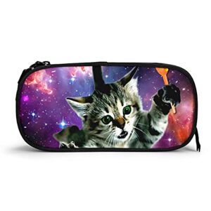 Galaxy Space Cat Pencil Case for Teen Boys, Large Capacity Pen Pouch with Zipper, Cool Pencil Case for School