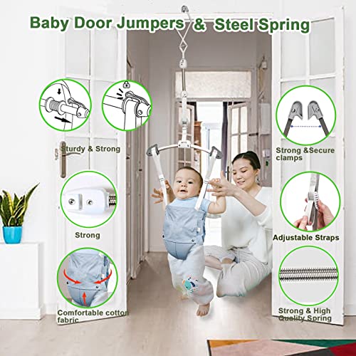 Baby Door Jumpers and Bouncers Exerciser Set with Door Clamp Adjustable Strap for Toddler Infant 6-24 Months…