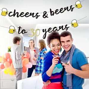 YiiiGoood Interchangeable Numbers Cheers & Beers to Any Age Banner Cursive Banner Beer Birthday Sign Happy Birthday Anniversary Bunting Party Decorations