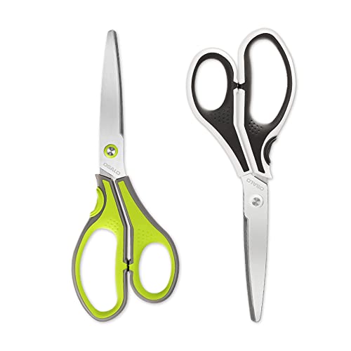 OSALO Scissors Office Right/Left Handed All-Purpose Craft Scissor Paper School 8inch Large Blunt Tip Scissors 2 Pack with Comfort Grip