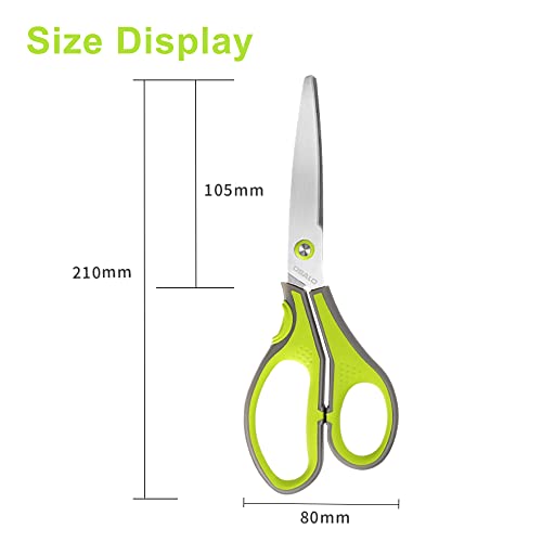 OSALO Scissors Office Right/Left Handed All-Purpose Craft Scissor Paper School 8inch Large Blunt Tip Scissors 2 Pack with Comfort Grip