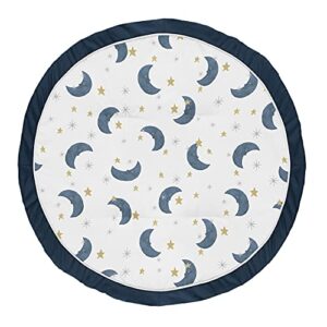 sweet jojo designs moon and star boy or girl baby playmat tummy time infant play mat – navy blue and gold watercolor celestial sky gender neutral outer space galaxy