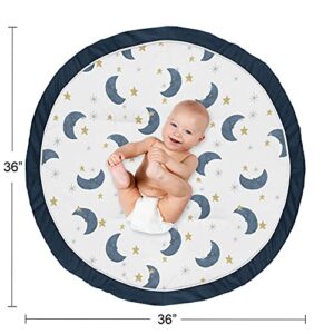 Sweet Jojo Designs Moon and Star Boy or Girl Baby Playmat Tummy Time Infant Play Mat - Navy Blue and Gold Watercolor Celestial Sky Gender Neutral Outer Space Galaxy