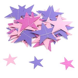 my mironey star bunting garland pink & purple twinkle star hanging garland birthday party decorations glitter stars paper party banner,2.56″ width,13 ft