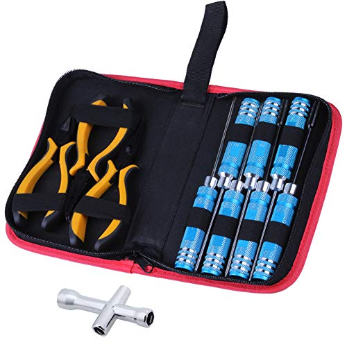 Hobbypark 11 in 1 Professional Multi RC Tools Kits Box Set Hex Driver Allen Keys Screwdriver Pliers Wrench Repair for RC Car Multirotors Airplane Boat