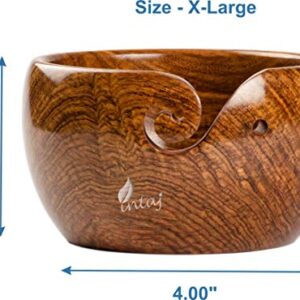 INTAJ Rosewood Yarn Bowl - Yarn Knitting Bowl Handcrafted - Christmas Gift - Wooden Yarn Bowl for Knitting and Crocheting (Rosewood, 7x4")