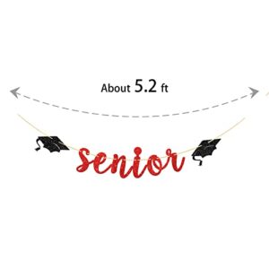 Halawawa Red Glitter Senior Banner, Senior School/High School Graduate Party Decorations, Congrats Grad Banner for Class of 2023 Graduation, Graduation Party Bunting Decorations