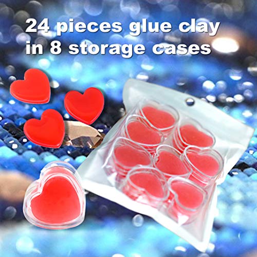 Diamond Painting Wax, 24 Pieces, 8 Pack Diamond Painting Wax Storage Container Case with Glue Clay, Glue for Diamond Painting, Painting Glue Clay Organizer for Diamond Painting Accessories (Red) (8)