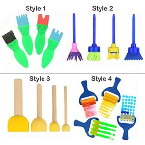 16 PCS - Paint Brushes for Kids, Artist Paint Texture Brushes - Early Learning Graffiti Paint Brush EVA Sponges Foam Painting Tools Set for Kids Painting Drawing Crafts and DIY