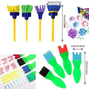 16 PCS - Paint Brushes for Kids, Artist Paint Texture Brushes - Early Learning Graffiti Paint Brush EVA Sponges Foam Painting Tools Set for Kids Painting Drawing Crafts and DIY