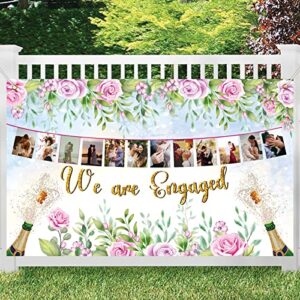 mefeng personalized we are engaged backdrop banner flower engagement decorations bridal shower party backdrop engaged ceremony supplies photo booth props background with customized picture