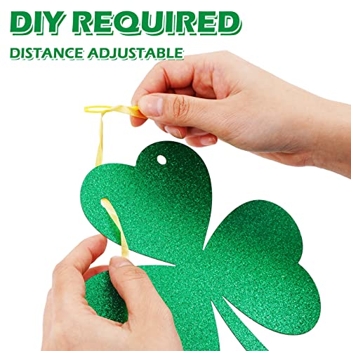 Whaline 2Pcs St. Patrick's Day Banner Glitter Gold Green Lucky Shamrock Clover Hanging Bunting Garland DIY Irish Style Banner for Party Home Office Mantel Fireplace Wall Decoration