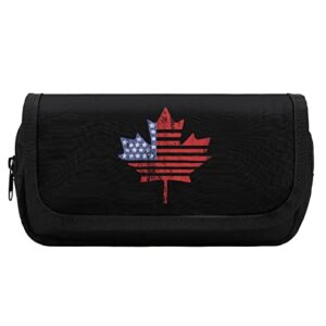 usa canada maple flag pencil case with two large compartments pocket big capacity storage pouch pencil bag for school teen adult