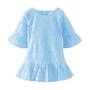 littlespring girls dresses for baby elegent lace floral flare sleeve blue party wedding dress for kids 18 months