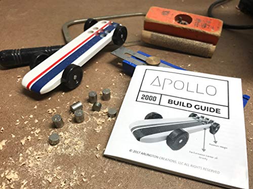 3.25 oz Tungsten Pinewood Car Weights + 20 Page Step-by-Step Build Guide for Apollo 2000 Derby Car Showing Design + Weight Placement, Bring Your Car to The 5 oz Limit and Gain The Winning Edge