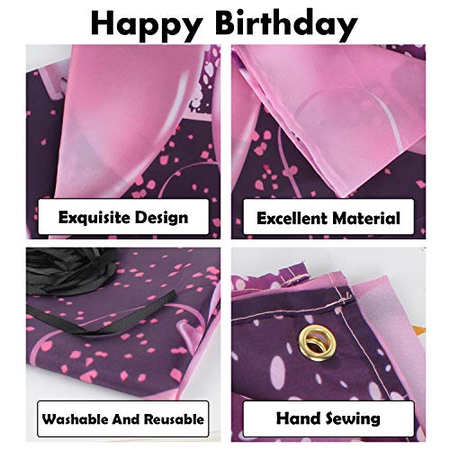 PAKBOOM Happy 13th Birthday Banner Backdrop - 13 Birthday Party Decorations Supplies for Girl - Pink Purple Gold 4 x 6ft