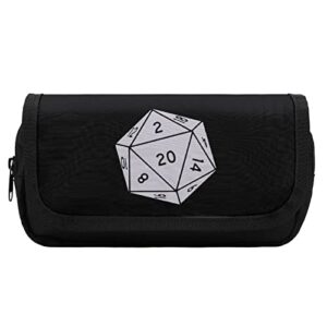 d20 dice pencil case with two large compartments pocket big capacity storage pouch pencil bag for school teen adult