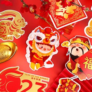 OBANGONG 5 Pcs 2023 Chinese New Year Banners Decorations Happy New Year Hanging Banners Ornaments Year of Rabbit Chinese Luna New Year Banner Spring Festival Party Supplies