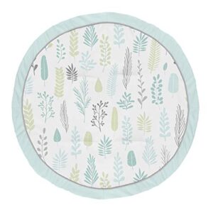 sweet jojo designs blue leaf boy or girl baby playmat tummy time infant play mat – turquoise, grey and green tropical botanical rainforest jungle sloth