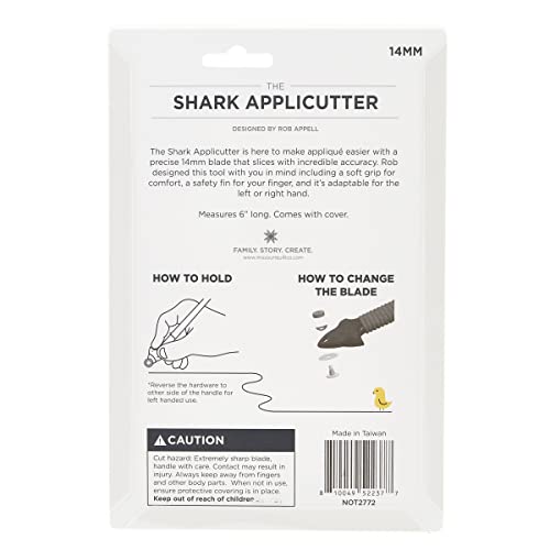 MISSOURI STAR QUILT CO. Shark Applicutter Mini Rotary Cutter, 14mm Blade | Rolling Cutter Tool for Quilt Appliques and Cutting Fabrics | Essential Quilting and Sewing Supplies for DIY Craft Projects