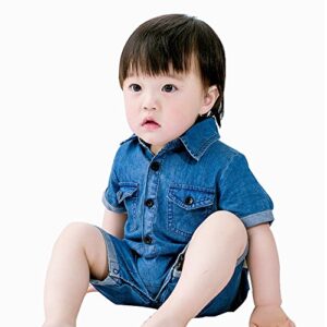 Ding-dong Baby Boy Girl Summer Jeans Denim Short Sleeve Romper(18-24M)