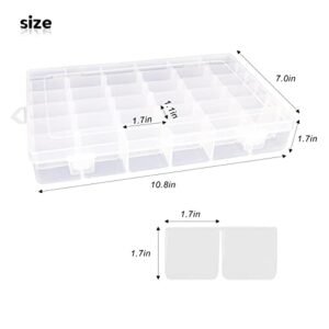 Unaikoo (2 Pack) Plastic Organizer Box 36 Grids, Clear Plastic Organizer Box Storage with Adjustable Dividers, Craft Storage Container,Bead Box,Fishing Tackles Box,Jewelry Box,DIY Art Craft Accessory