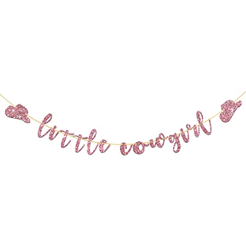 Talorine Little Cowgirl Banner, West Theme Baby Shower, Baby Girls 1st Birthday Banner, Pregnancy Announcement, Gender Reveal Mexican Party Decorations, Pink Glitter