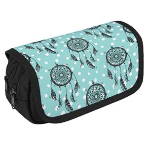 Native Dreamcatcher Pencil Case with Two Large Compartments Pocket Big Capacity Storage Pouch Pencil Bag for School Teen Adult