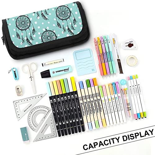 Native Dreamcatcher Pencil Case with Two Large Compartments Pocket Big Capacity Storage Pouch Pencil Bag for School Teen Adult