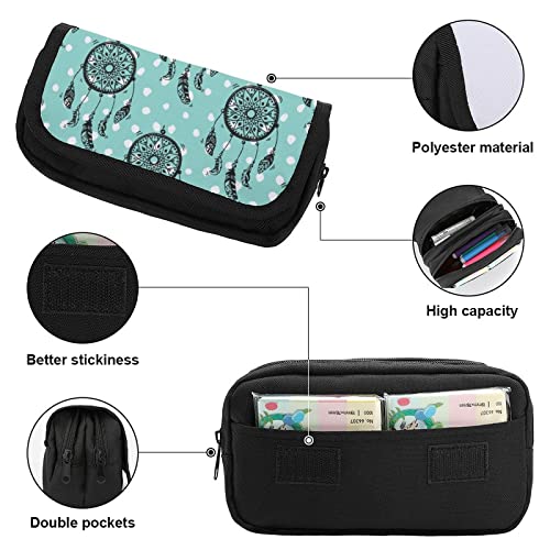 Native Dreamcatcher Pencil Case with Two Large Compartments Pocket Big Capacity Storage Pouch Pencil Bag for School Teen Adult