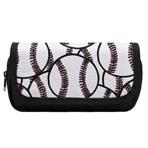 softball pattern pencil case with two large compartments pocket big capacity storage pouch pencil bag for school teen adult
