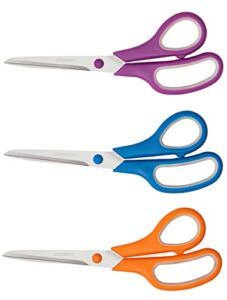 3 pack 8″ scissors for office & home,softgrip office scissors for general use art craft classroom diy,3pcs
