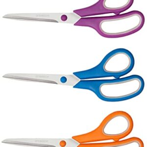 3 Pack 8" Scissors for Office & Home,Softgrip Office Scissors for General Use Art Craft Classroom DIY,3pcs