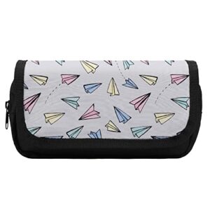 paper planes pencil case with two large compartments pocket big capacity storage pouch pencil bag for school teen adult