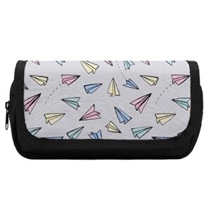 Paper Planes Pencil Case with Two Large Compartments Pocket Big Capacity Storage Pouch Pencil Bag for School Teen Adult