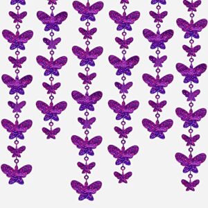 90ft purple butterfly garland roll hanging glitter butterflies streamer string banner backdrop for wedding baby shower birthday party home diy decoration