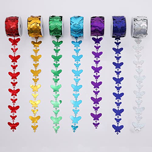 90Ft Purple Butterfly Garland Roll Hanging Glitter Butterflies Streamer String Banner Backdrop for Wedding Baby Shower Birthday Party Home DIY Decoration