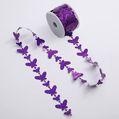 90Ft Purple Butterfly Garland Roll Hanging Glitter Butterflies Streamer String Banner Backdrop for Wedding Baby Shower Birthday Party Home DIY Decoration