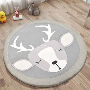 fashionable animal design washable infant playmat baby game mat cotton foldable (deer) playpen for babies and toddlers, tummy time mat play, mat for baby, baby mat for floor, play mat for baby