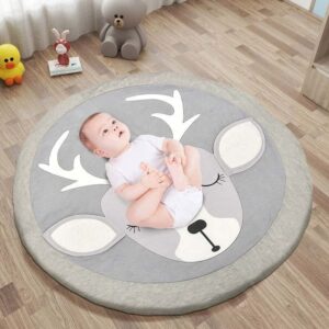 Fashionable Animal Design Washable Infant Playmat Baby Game Mat Cotton Foldable (Deer) playpen for Babies and Toddlers, Tummy time mat Play, mat for Baby, Baby mat for Floor, Play mat for Baby