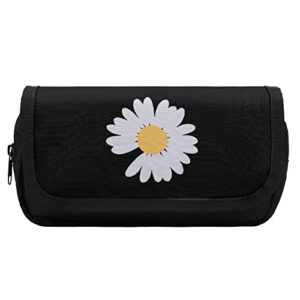 daisies flower pencil case with two large compartments pocket big capacity storage pouch pencil bag for school teen adult