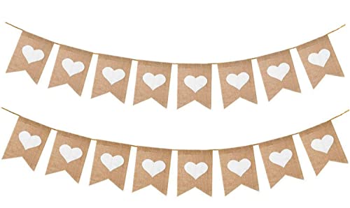 Shimmer Anna Shine Heart Burlap Banners Wedding Decorations Engagement Party Baby Shower Bridal Shower Birthday Party Supplies Valentines Day Anniversary Sign 2 Pack