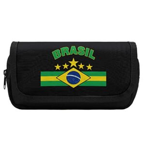 brazil flag pencil case with two large compartments pocket big capacity storage pouch pencil bag for school teen adult